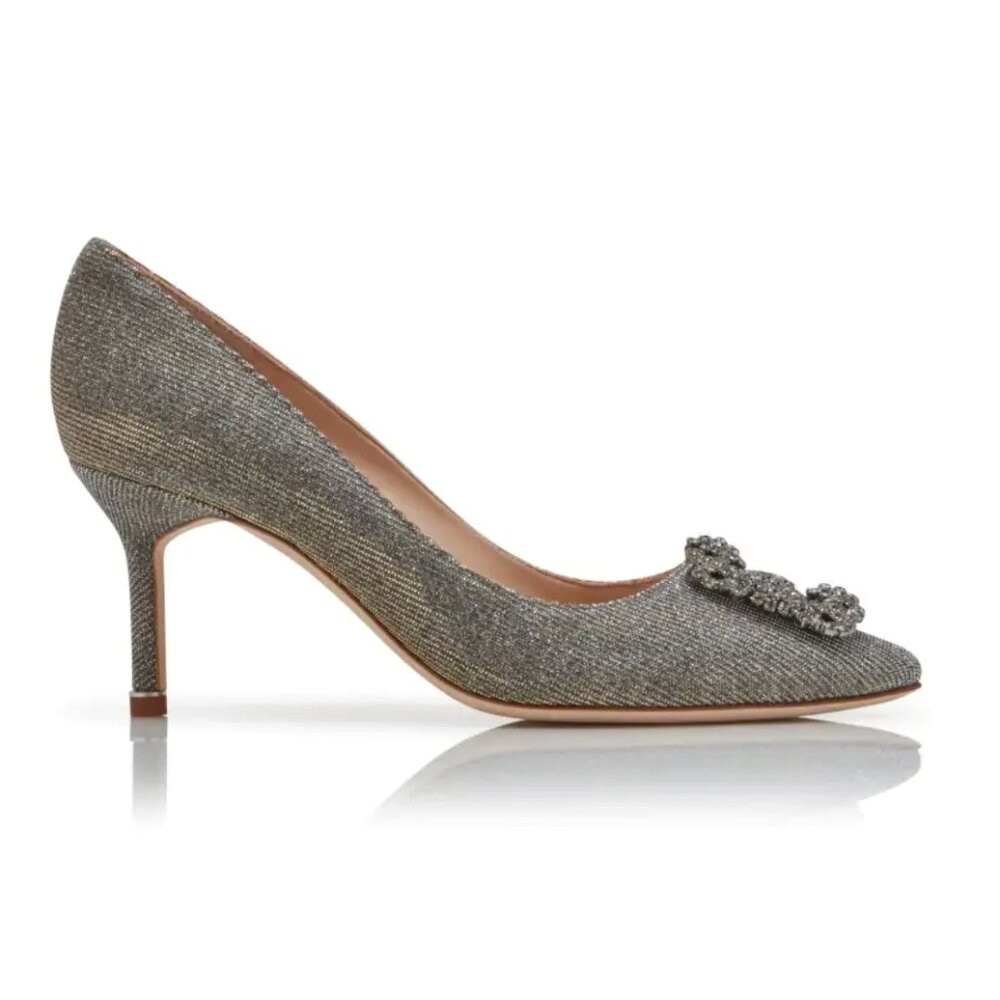 Manolo Blahnik Hangisi Glitter 70mm Heels Size 41